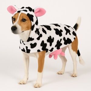 Skull & Bones Cow Dog Costume M Halloween Pet Outfit Black White Pink Udder
